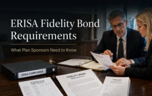 Plan sponsor reviewing ERISA fidelity bond coverage requirements for a 401(k) plan | Leading Retirement Solutions