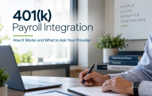 ayroll and 401(k) recordkeeping systems exchanging contribution data each pay period