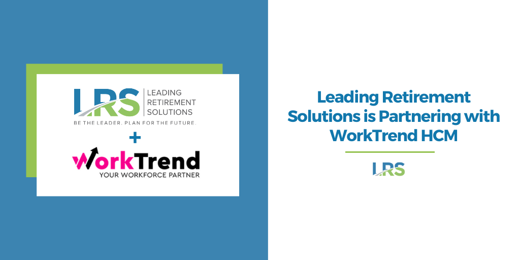 Leading Retirement Solutions logo with a plus sign and WorkTrend logo.