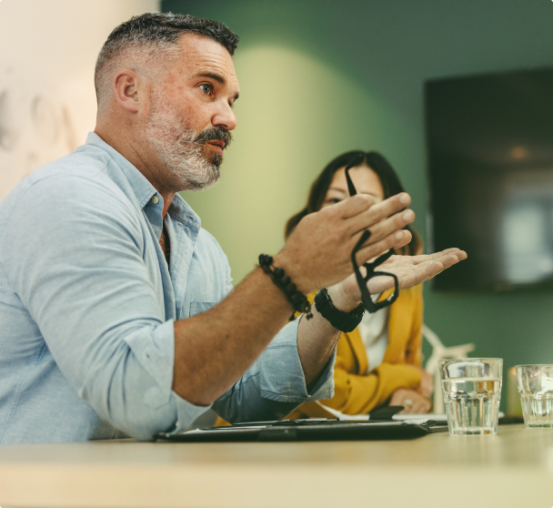 Person discussing and explaining