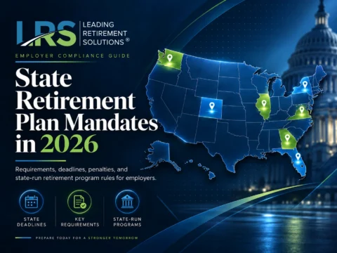 State Retirement Plan Mandates in 2026 employer compliance guide showing state-run retirement program requirements and deadlines across the U.S. | Leading Retirement Solutions