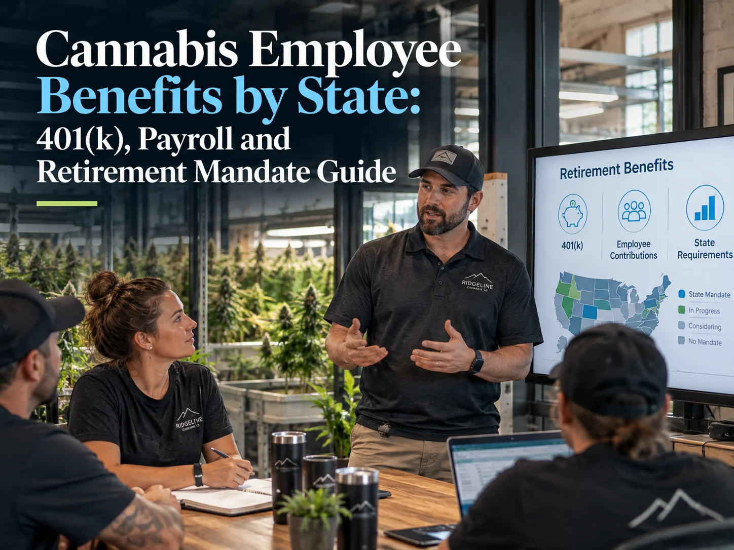 Dispensary employer reviewing cannabis 401(k) and state retirement mandate options for employees